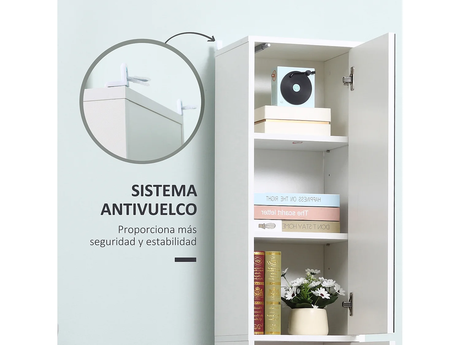 Armario para baño alto blanco 32x28x162 cm kleankin