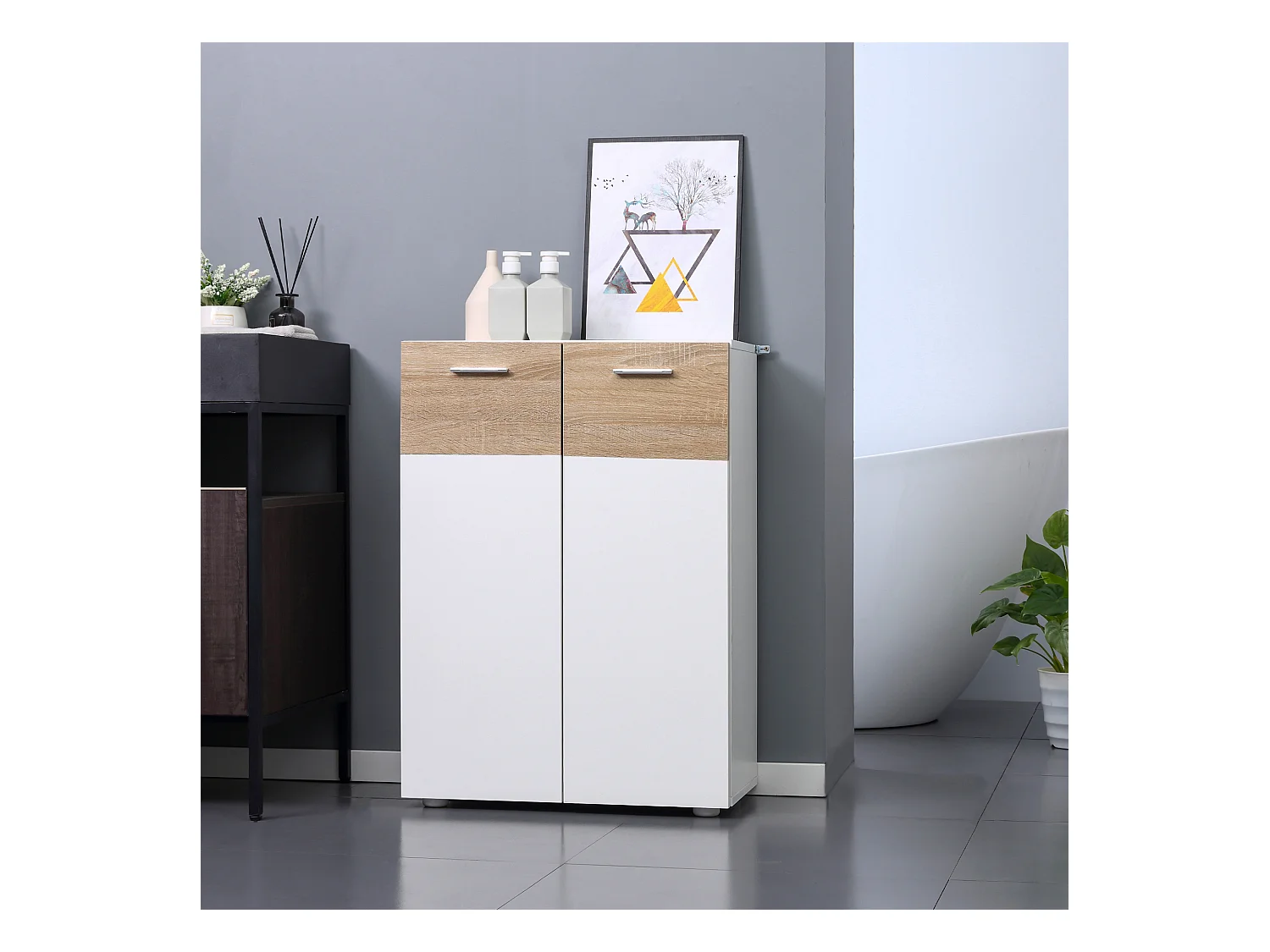 Armario de suelo baño blanco 60x30x85 cm kleankin