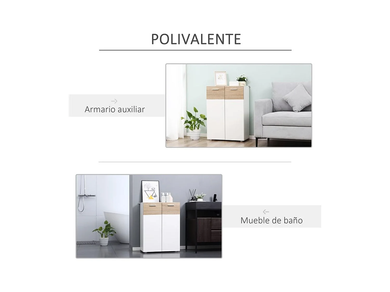 Armario de suelo baño blanco 60x30x85 cm kleankin