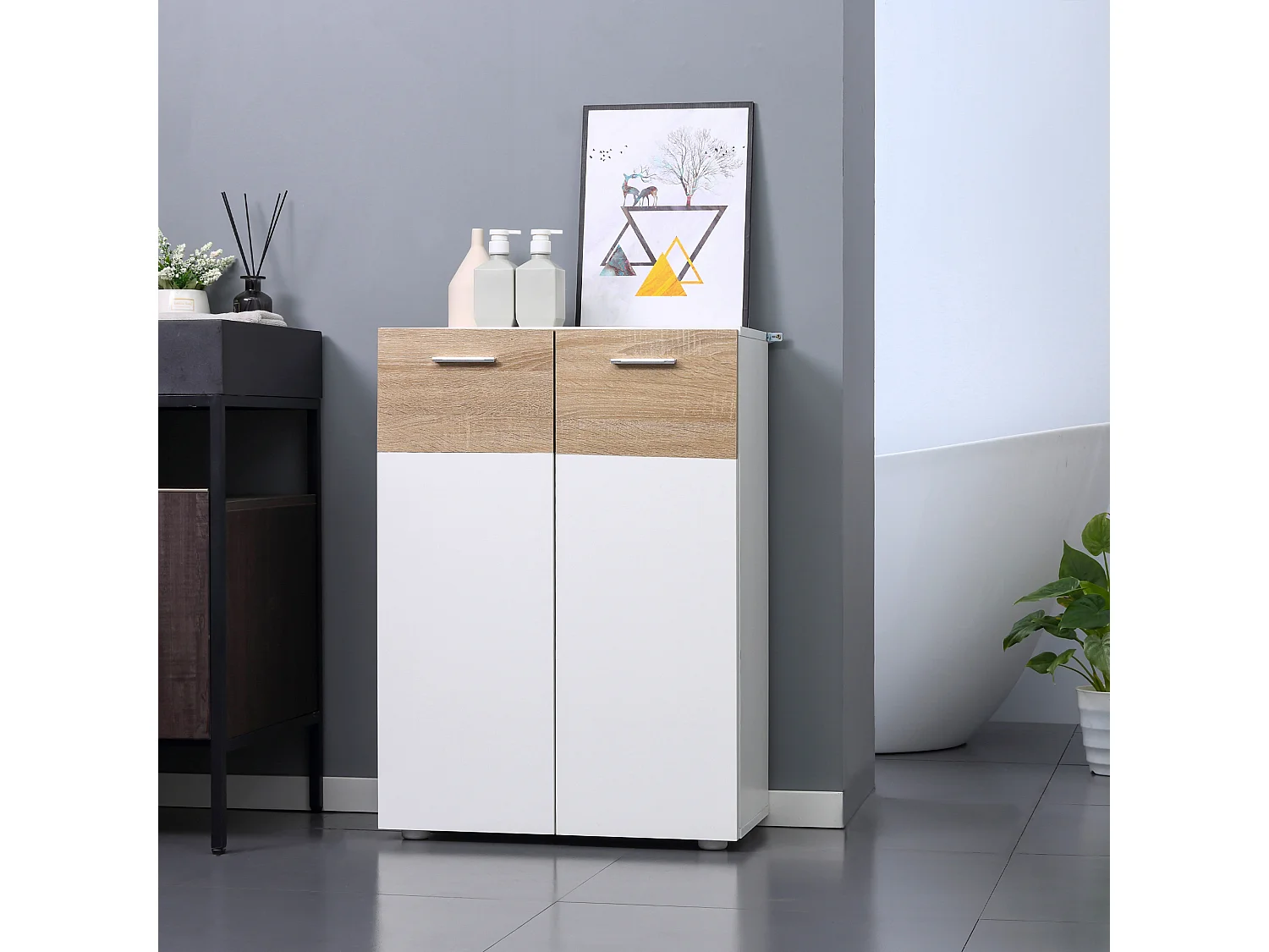 Armario de suelo baño blanco 60x30x85 cm kleankin