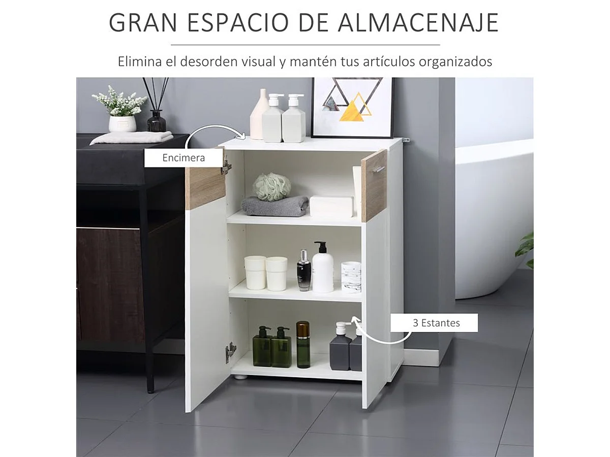 Armario de suelo baño blanco 60x30x85 cm kleankin