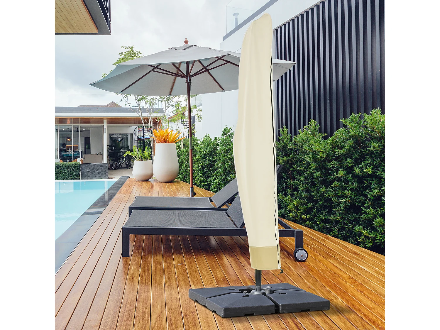 Funda protectora sombrilla beige 56x56x220 cm Outsunny