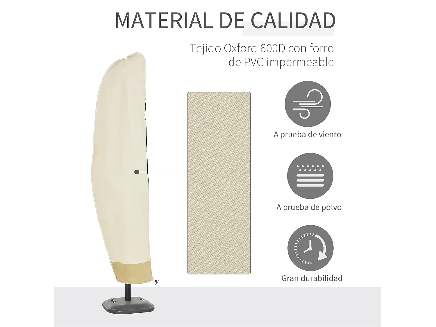 Funda protectora sombrilla beige 56x56x220 cm Outsunny