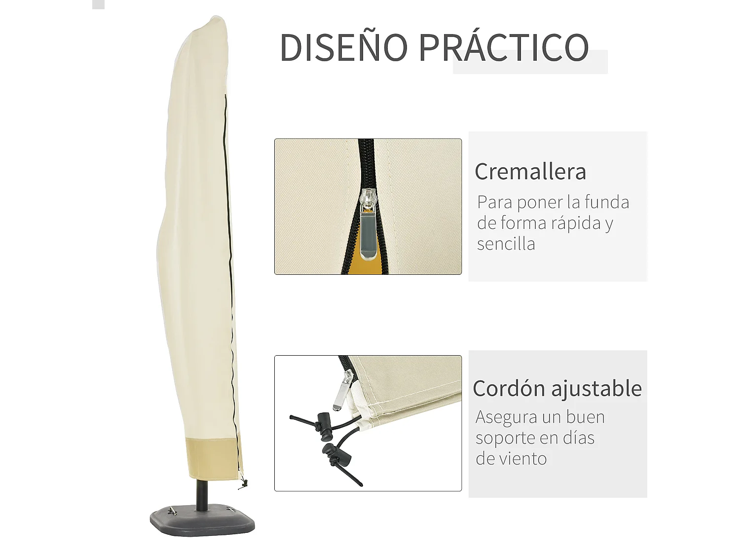 Funda protectora sombrilla beige 56x56x220 cm Outsunny