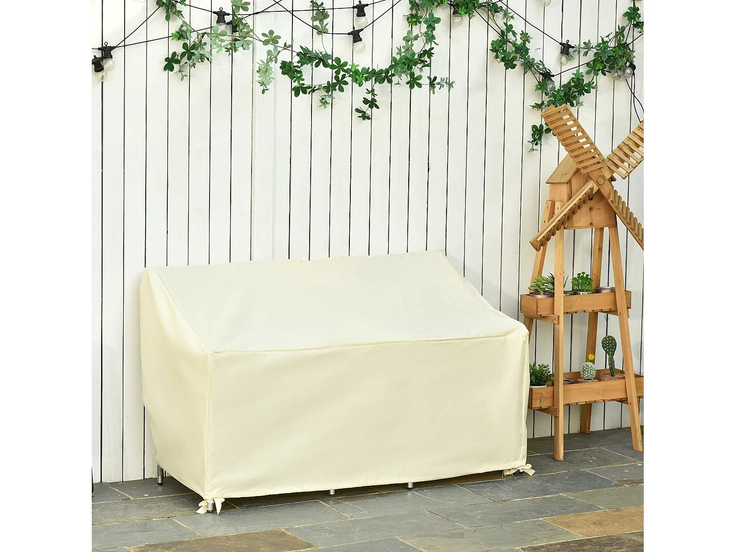 Funda protectora de banco crema 140x84x94 cm Outsunny