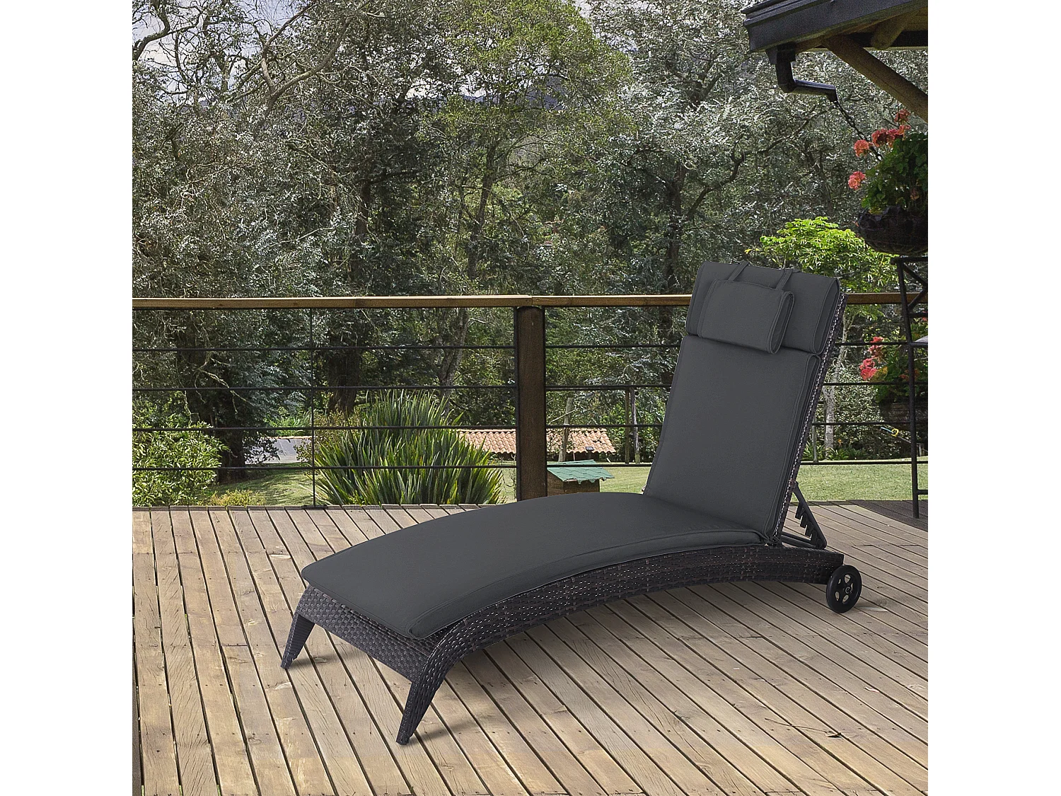 Cojín para tumbona de exterior gris 198x53x5 cm Outsunny