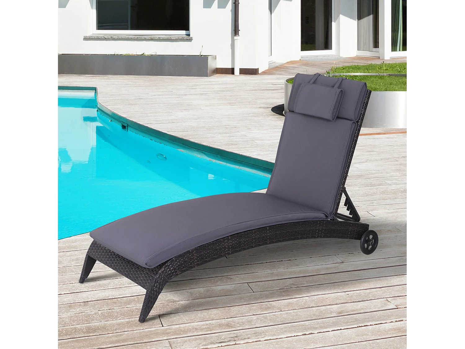 Cojín para tumbona de exterior gris 198x53x5 cm Outsunny