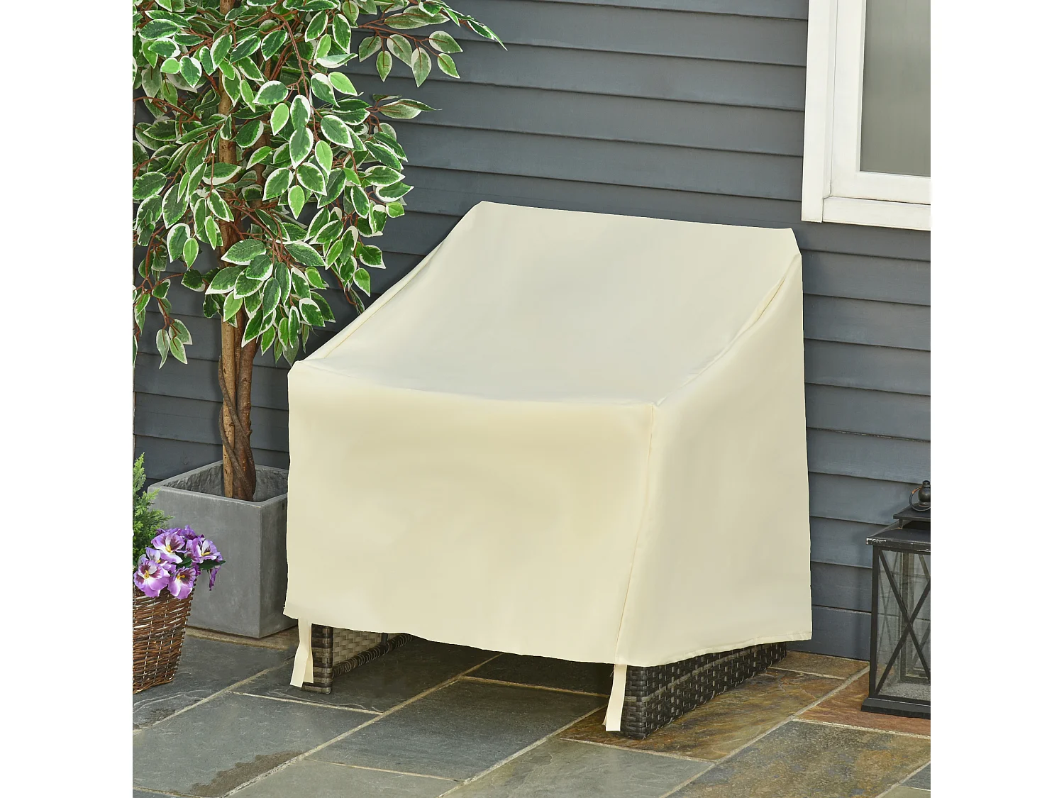 Funda protectora para sillas beige 68x87x77 cm Outsunny