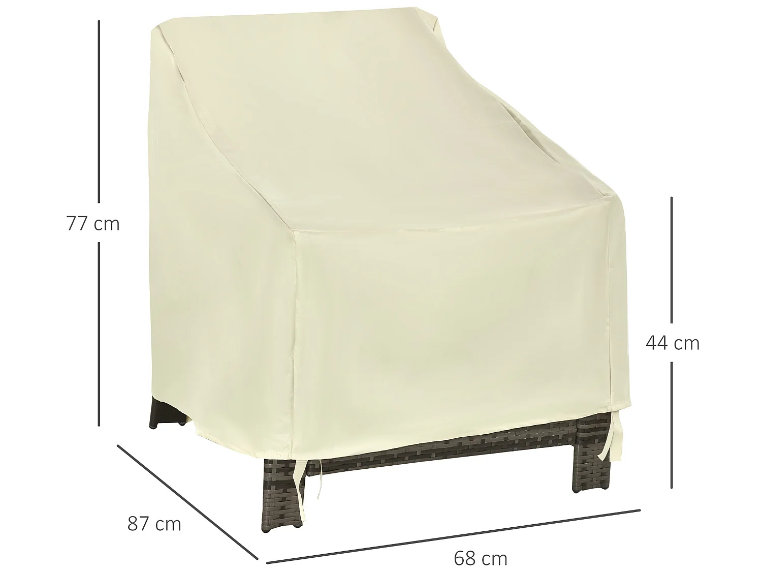 Funda protectora para sillas beige 68x87x77 cm Outsunny