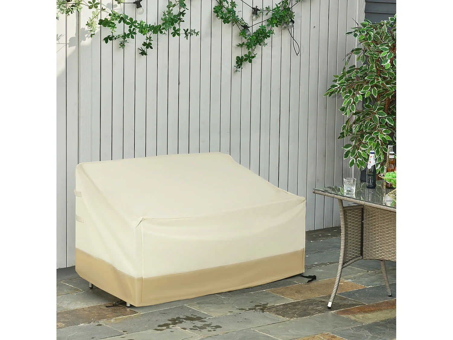 Funda protectora para banco beige y café 152x87x79 cm Outsunny