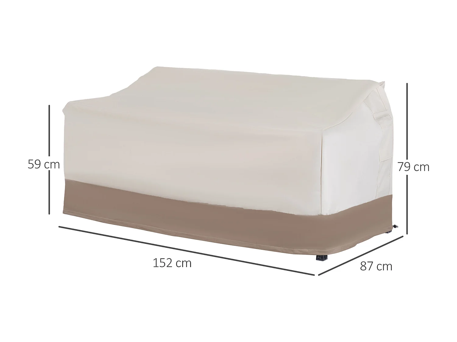 Funda protectora para banco beige y café 152x87x79 cm Outsunny