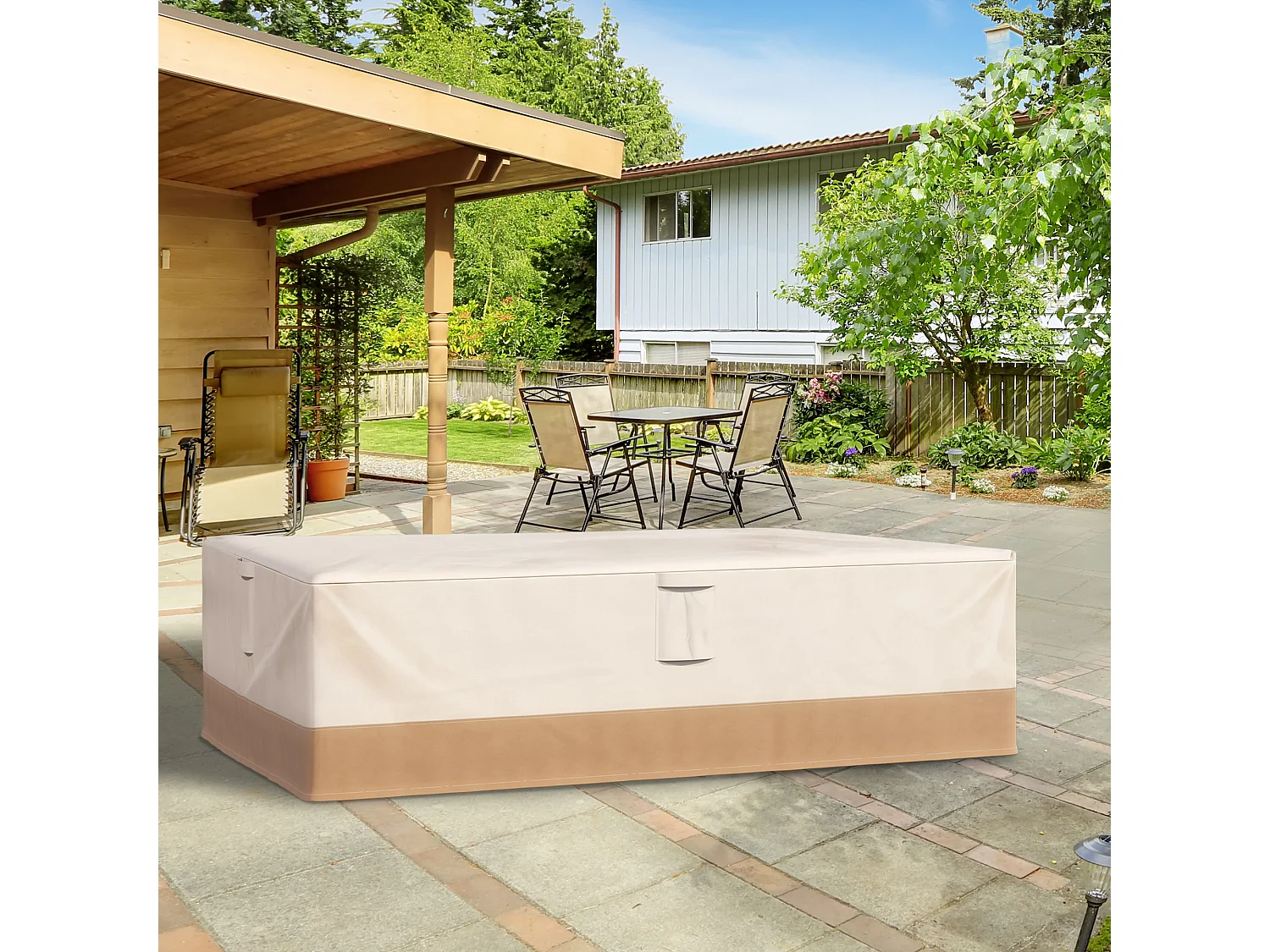 Funda protectora para muebles beige 275x208x78 cm Outsunny