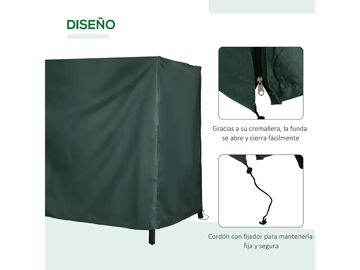 Cubierta para columpio verde oscuro 205x124x164cm Outsunny