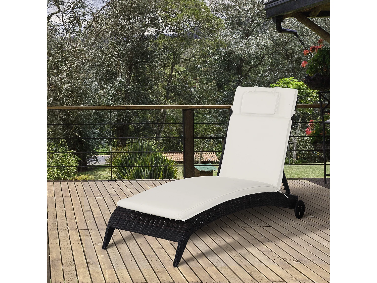 Cojín para tumbona de exterior crema 198x53x5 cm Outsunny