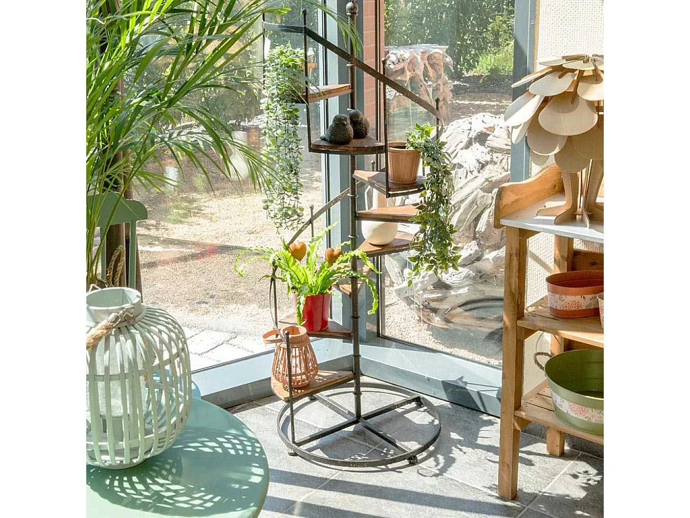 Étagère escalier en bois et métal 53 x 53 x 135 cm