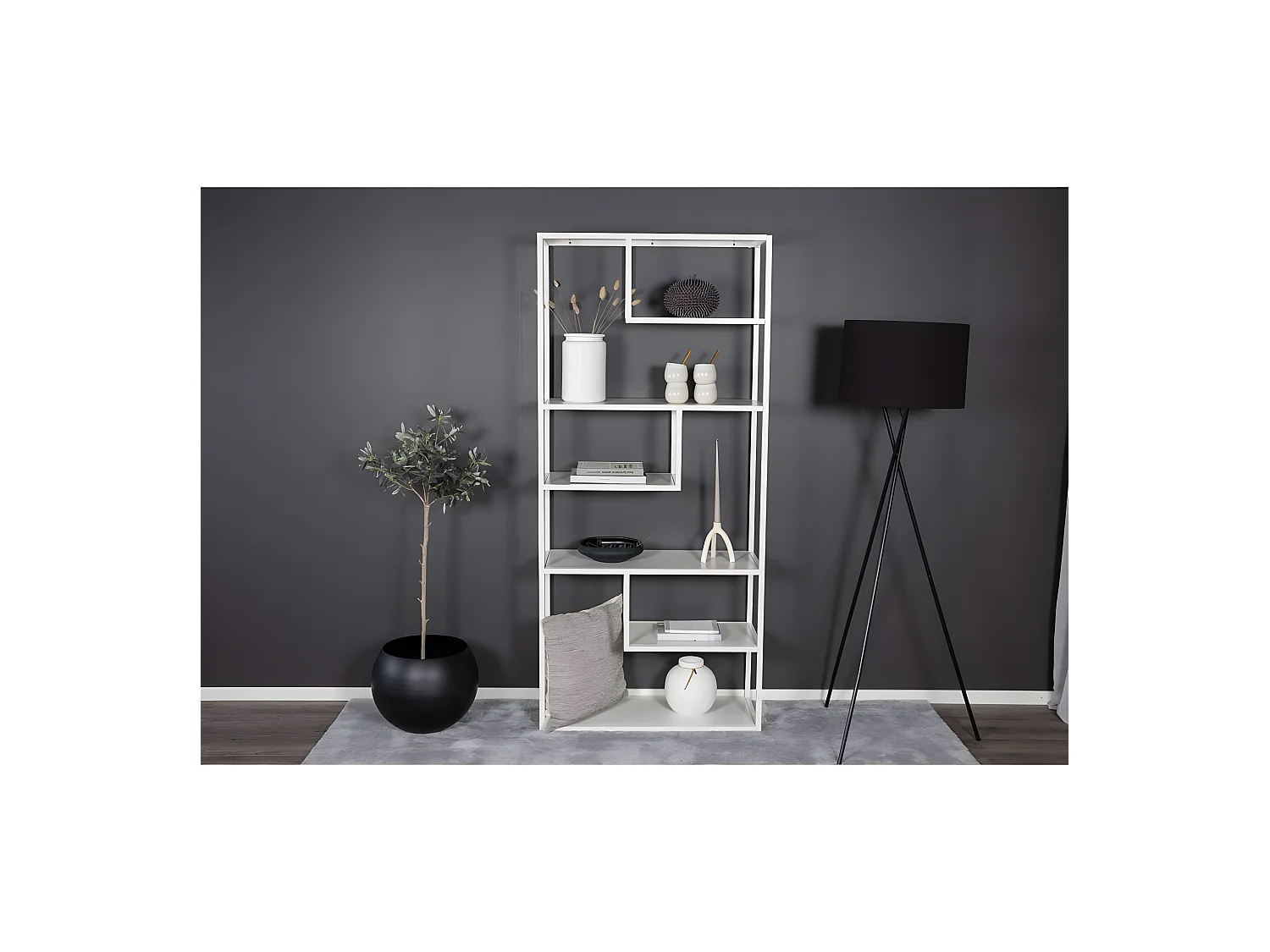 Staal wandkast 6 planken, wit.