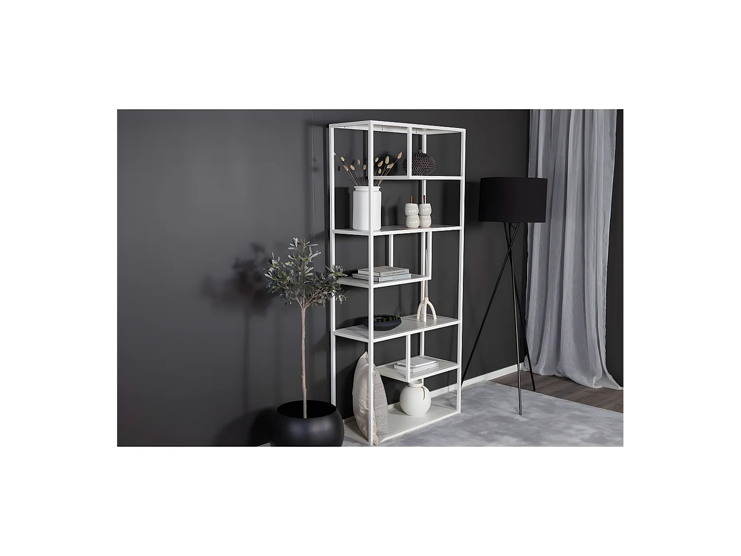 Staal wandkast 6 planken, wit.