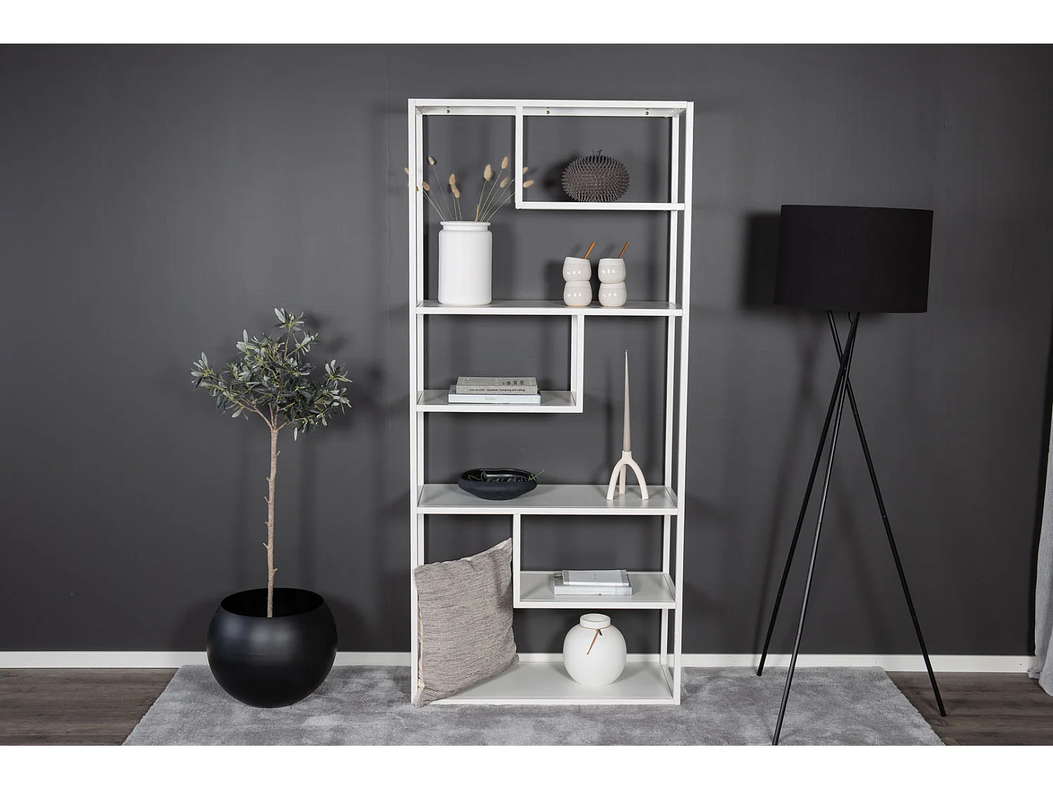 Étagère Bibliothèque 6 Niveaux "Staal" 188cm Blanc