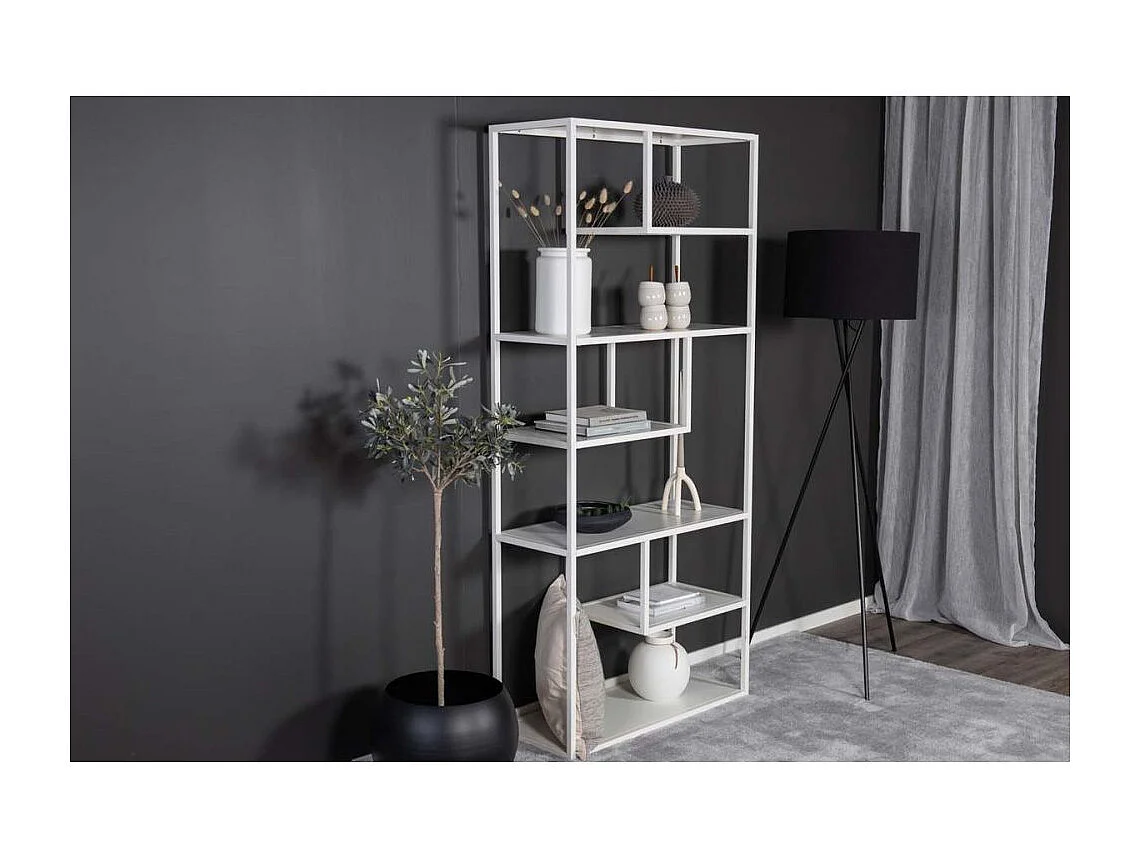 Étagère Bibliothèque 6 Niveaux "Staal" 188cm Blanc