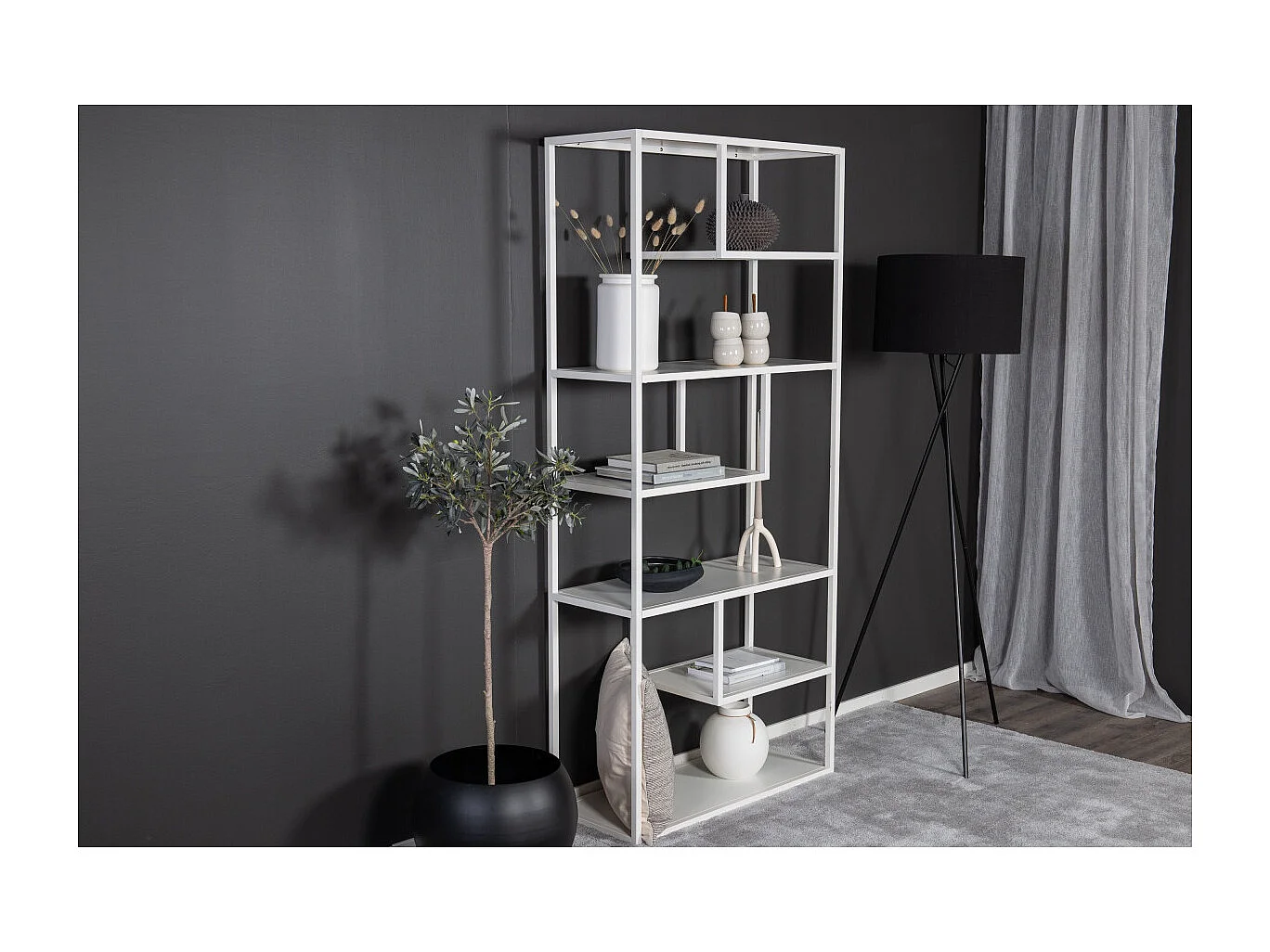 Staal wandkast 6 planken, wit.