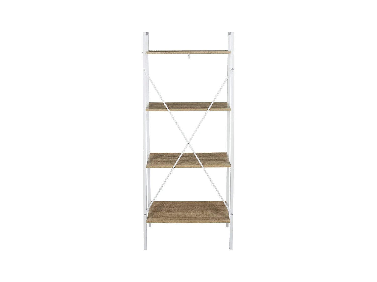 Etagere Bois Et Metal Blanc 148x60x325cm Marron, Blanc
