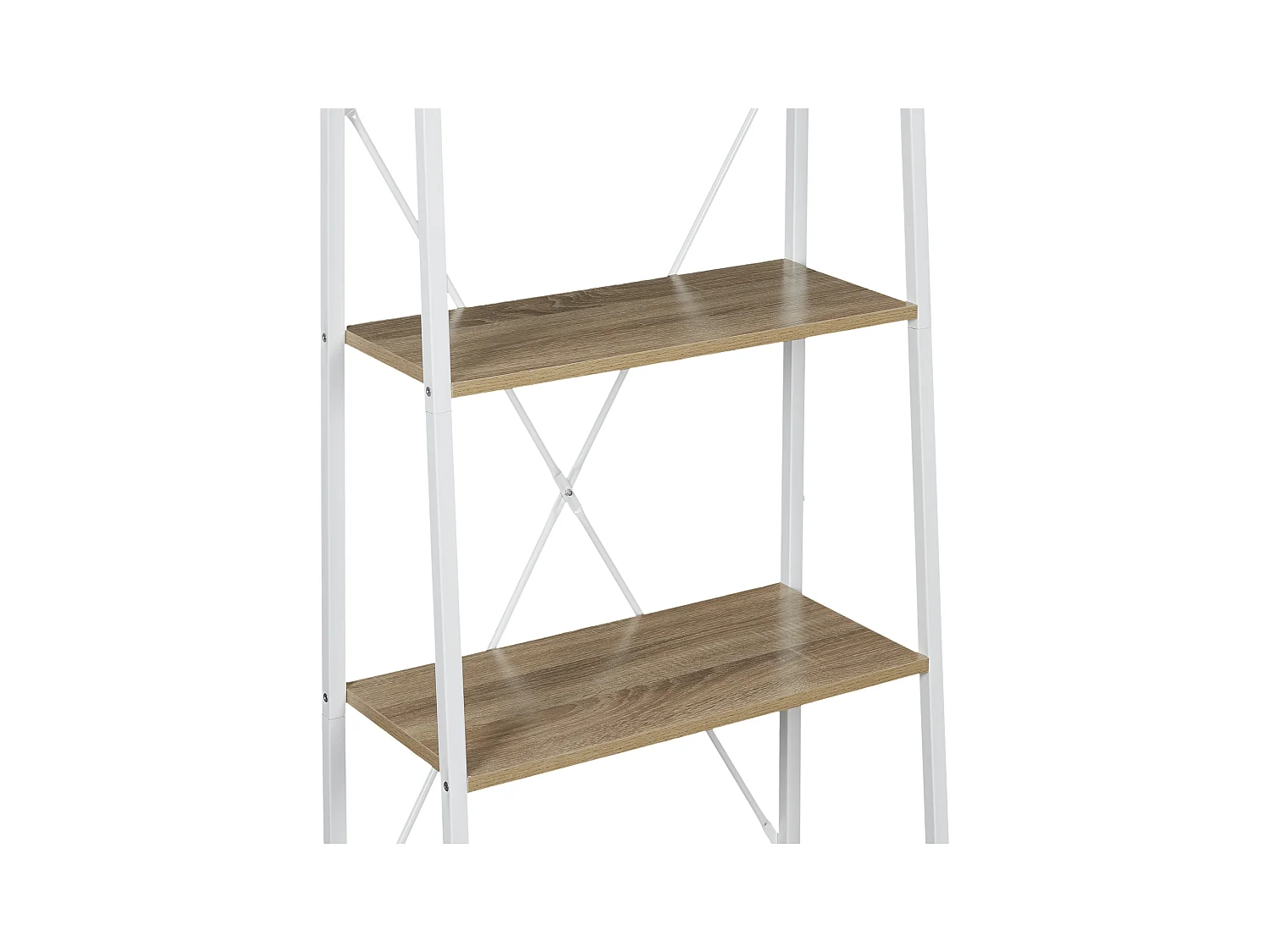 Etagere Bois Et Metal Blanc 148x60x325cm Marron, Blanc