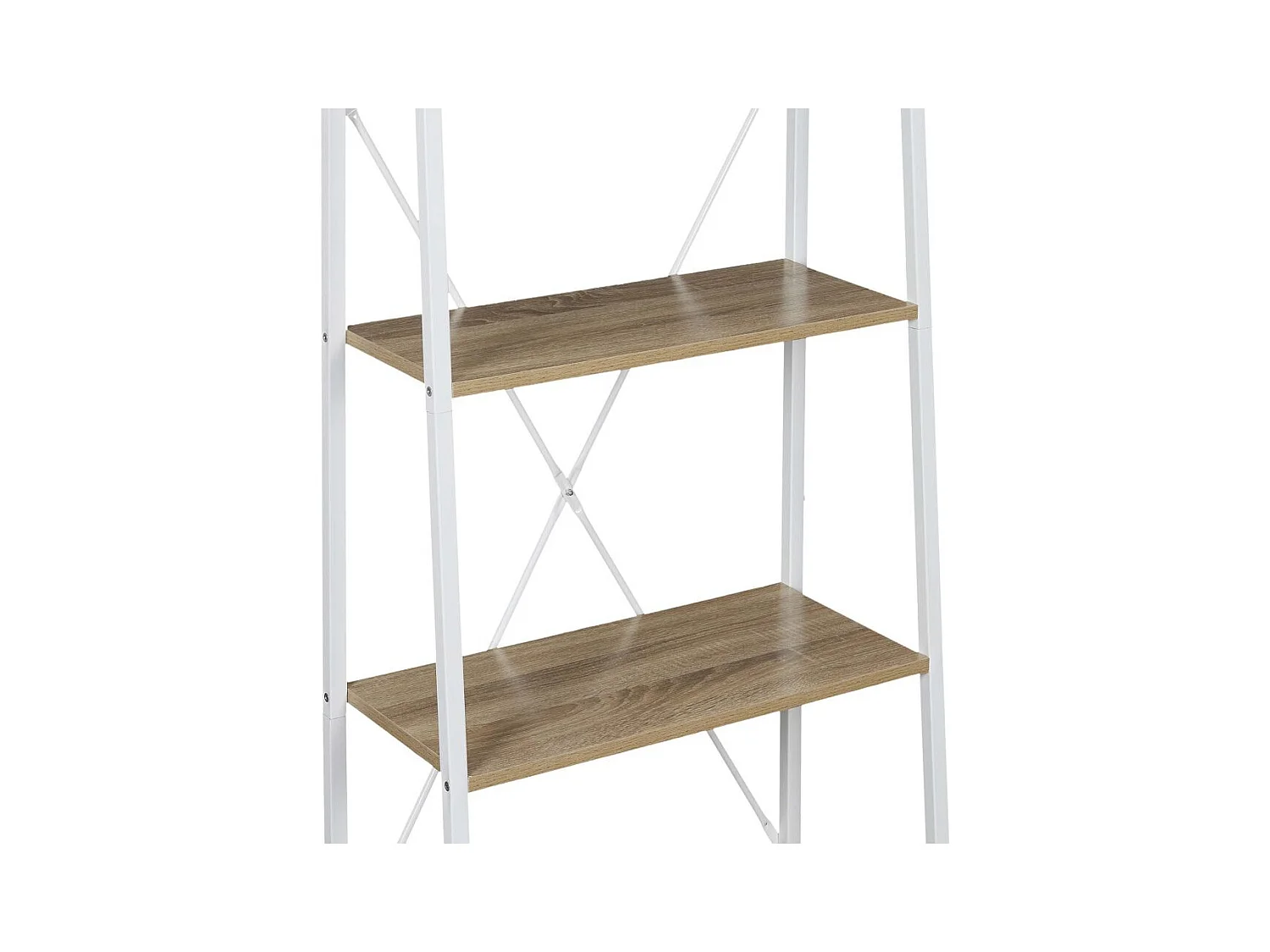 Etagere Bois Et Metal Blanc 148x60x325cm Marron, Blanc