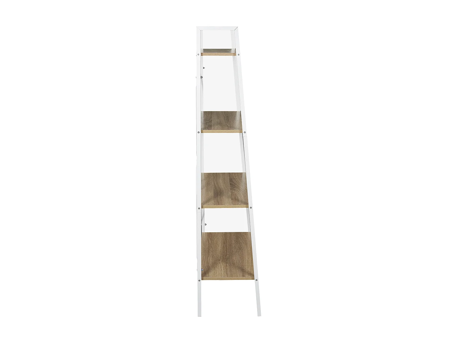 Etagere Bois Et Metal Blanc 148x60x325cm Marron, Blanc