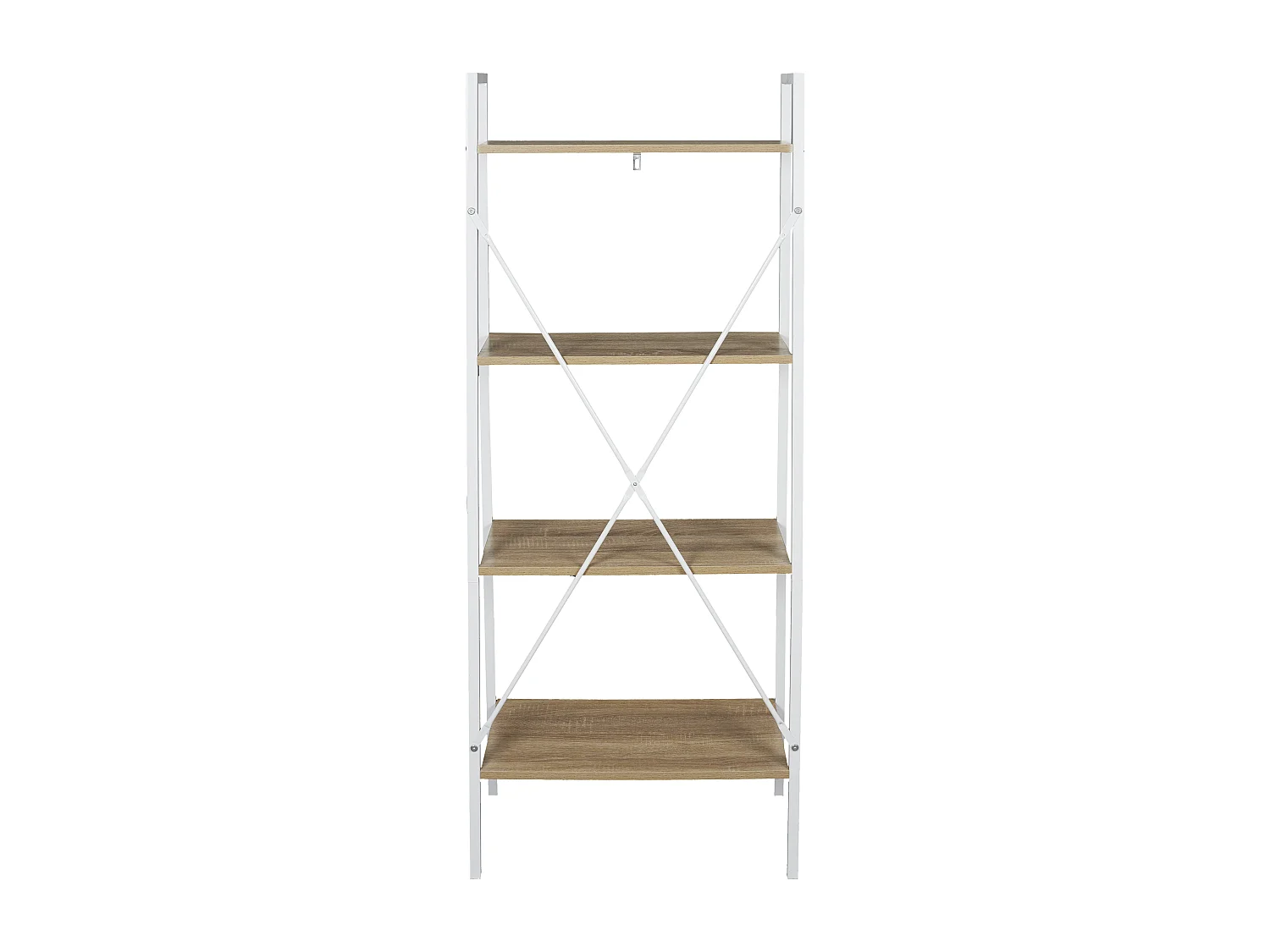 Etagere Bois Et Metal Blanc 148x60x325cm Marron, Blanc
