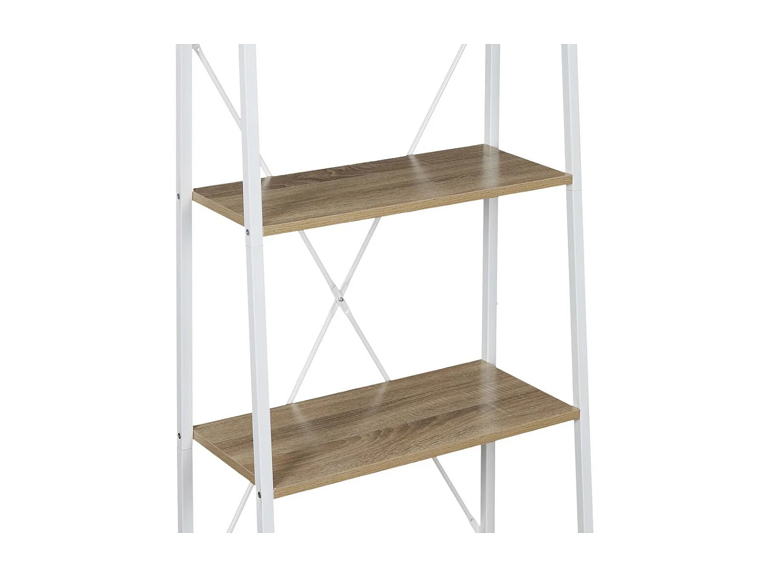 Etagere Bois Et Metal Blanc 148x60x325cm Marron, Blanc