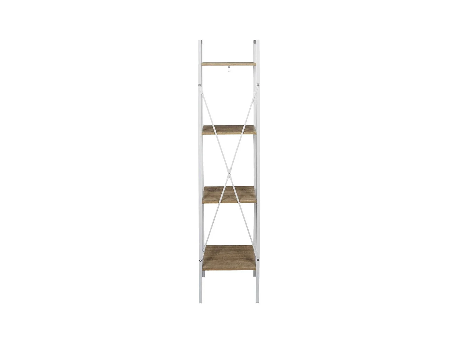 Etagere Bois Et Metal Blanc 148x34x32 Marron, Blanc