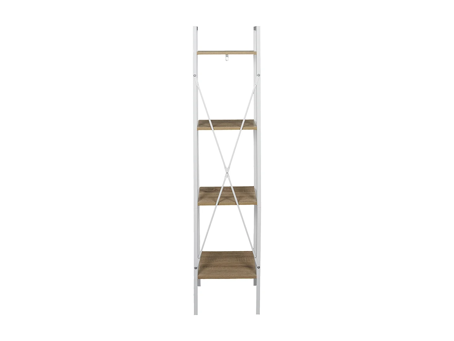 Etagere Bois Et Metal Blanc 148x34x32 Marron, Blanc