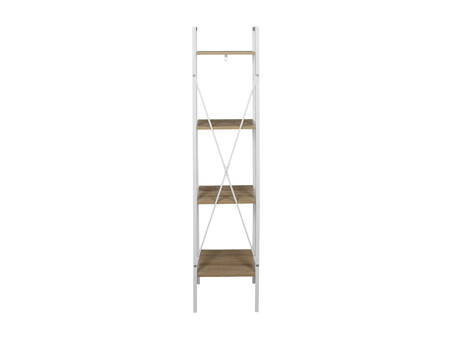 Etagere Bois Et Metal Blanc 148x34x32 Marron, Blanc