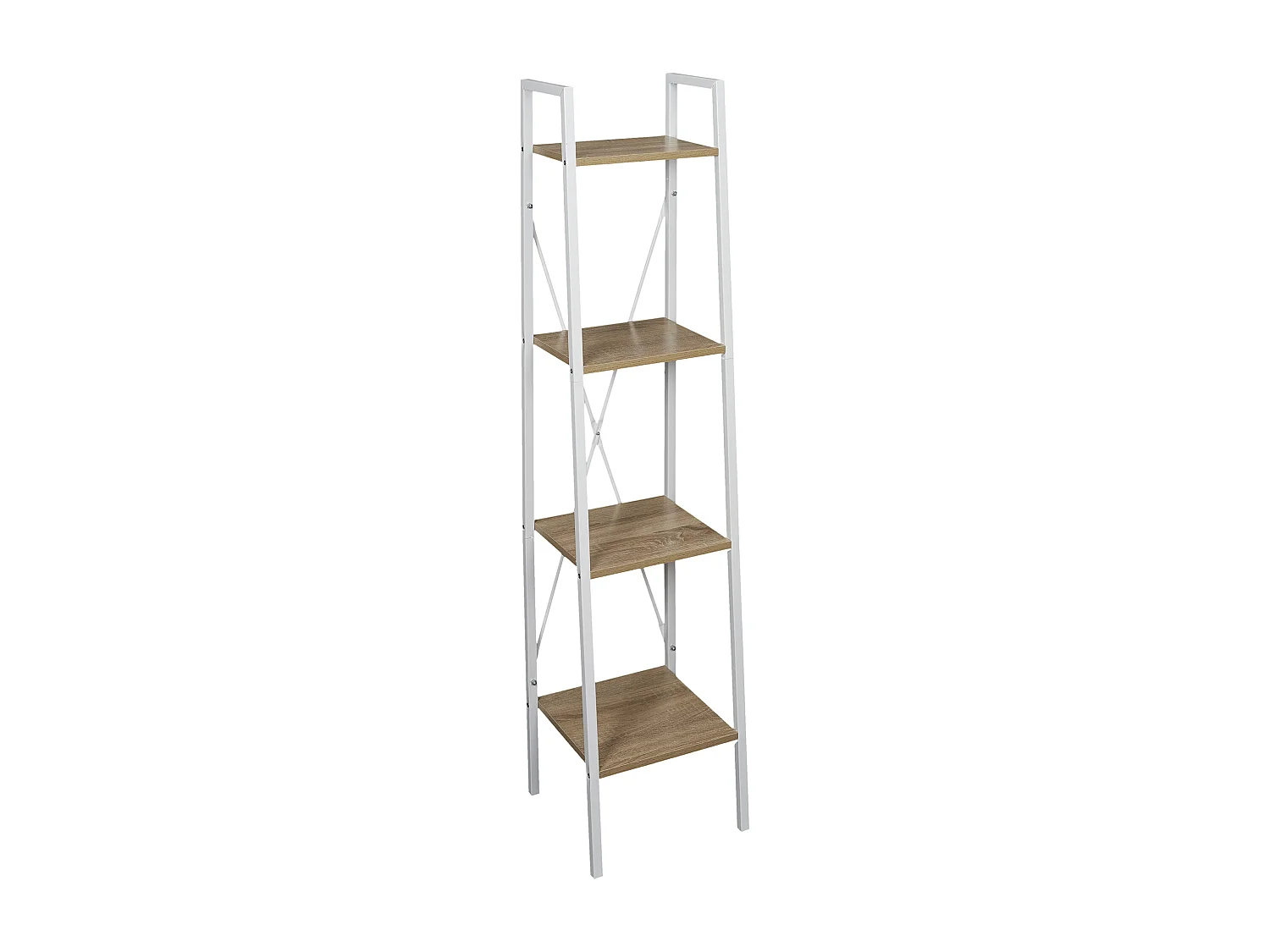 Etagere Bois Et Metal Blanc 148x34x32 Marron, Blanc