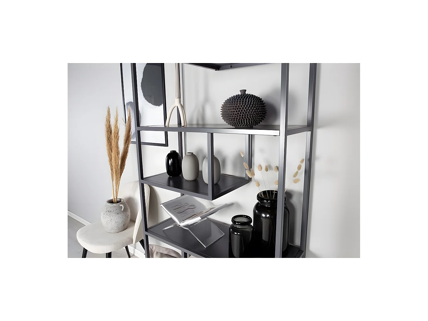 Étagère Bibliothèque 6 Niveaux "Staal" 188cm Gris Clair