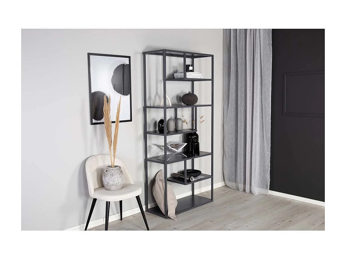 Staal wandkast 6 planken, lichtgrijs.