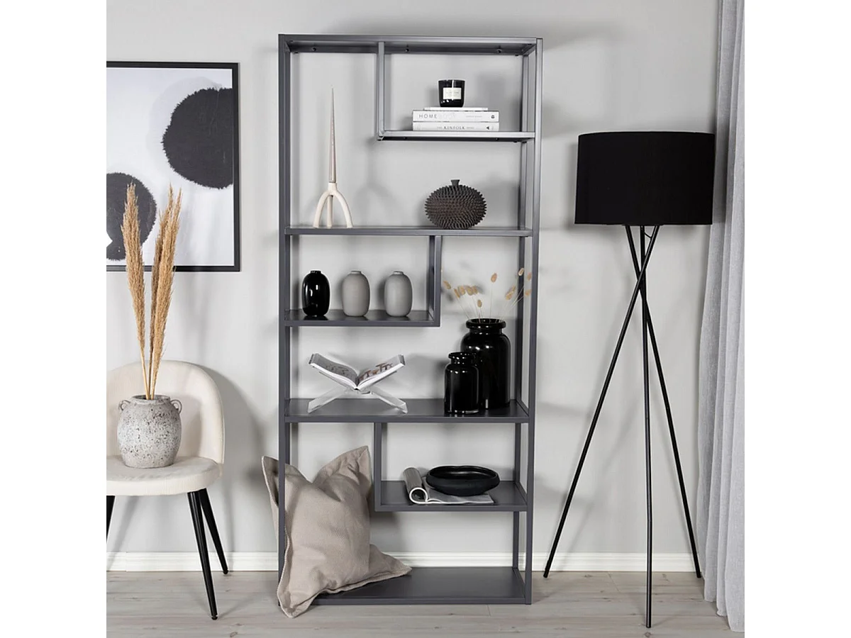Staal wandkast 6 planken, lichtgrijs.