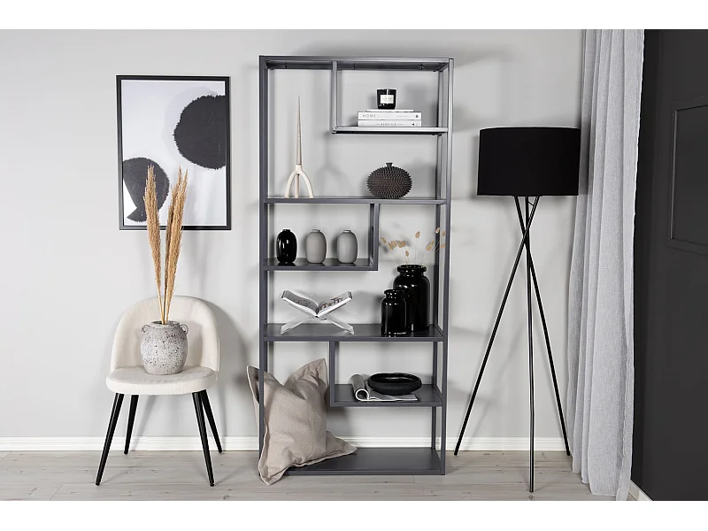 Étagère Bibliothèque 6 Niveaux "Staal" 188cm Gris Clair