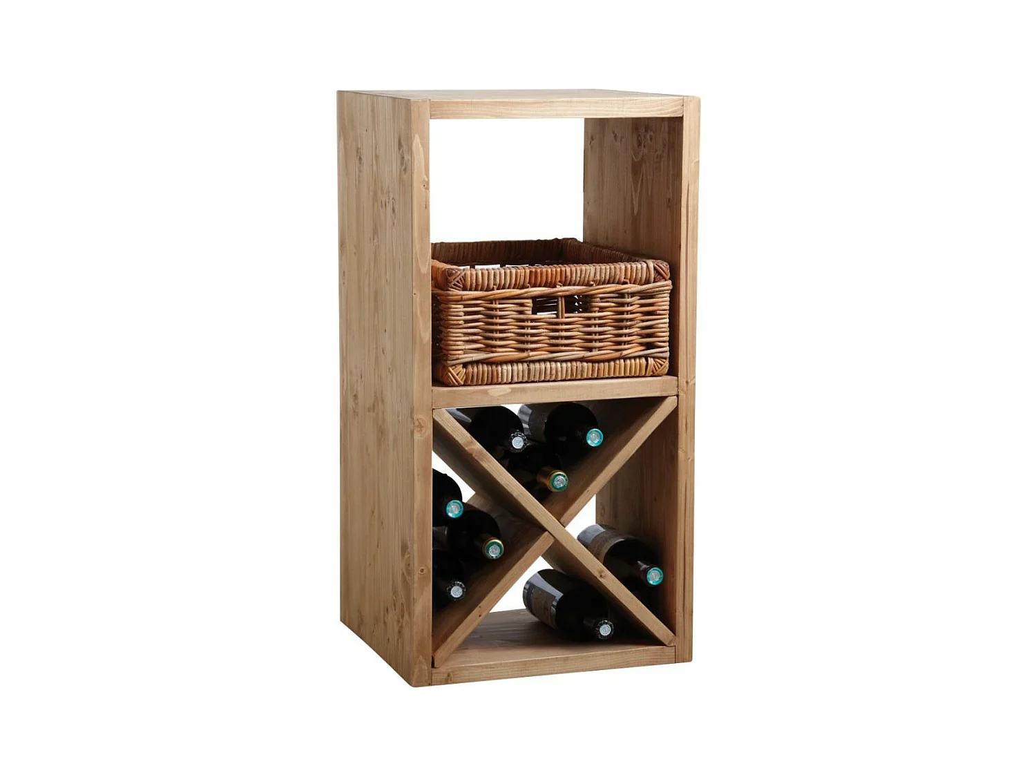 Etagère 2 cases en épicéa ciré miel 2 cases