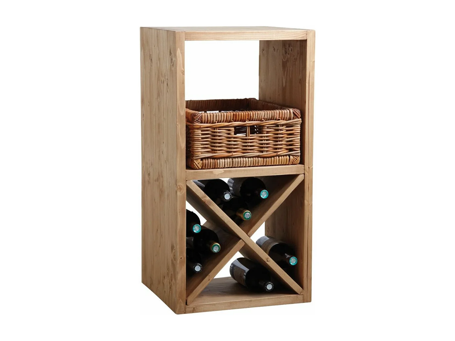 Etagère 2 cases en épicéa ciré miel 2 cases