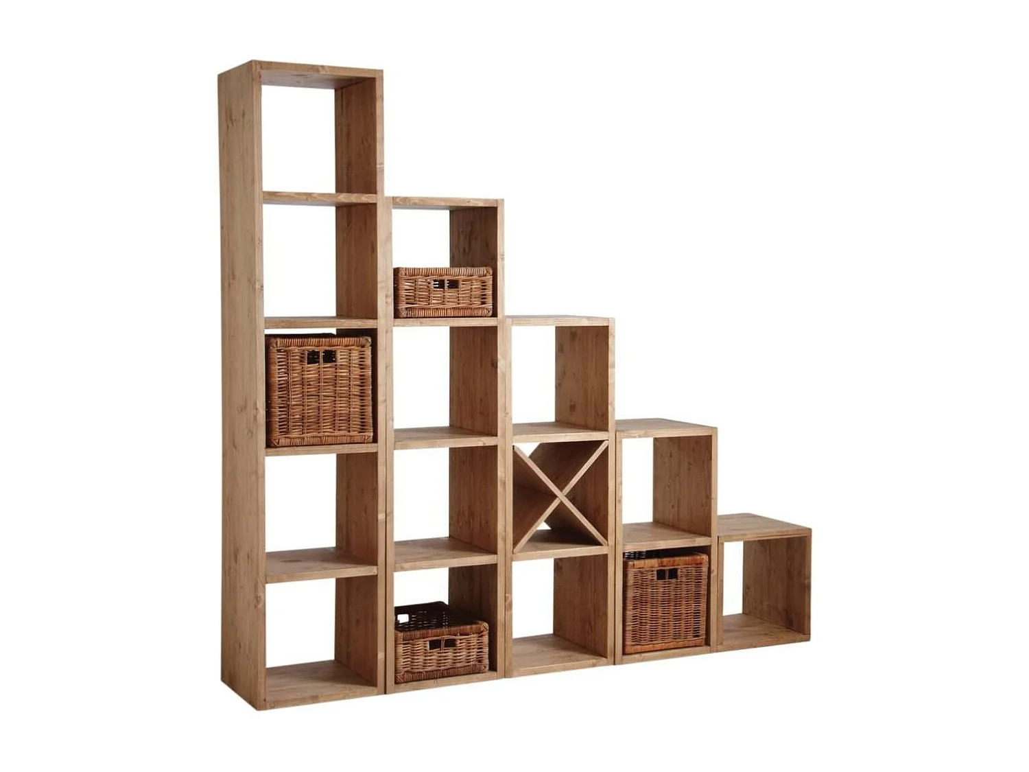 Etagère 2 cases en épicéa ciré miel 2 cases