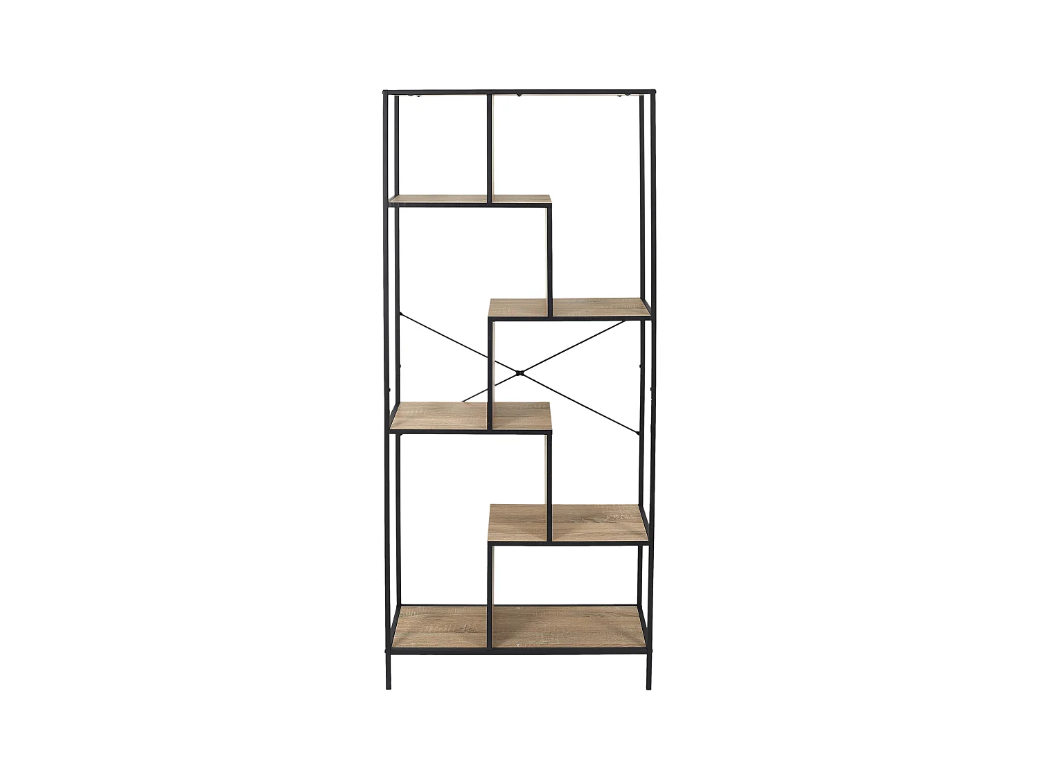 Etagere Edison 80x30x180cm Marron, Noir