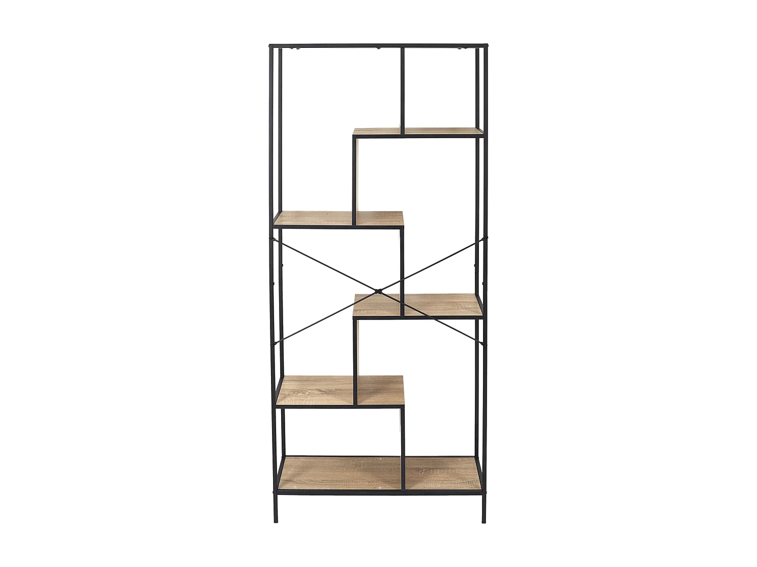Etagere Edison 80x30x180cm Marron, Noir