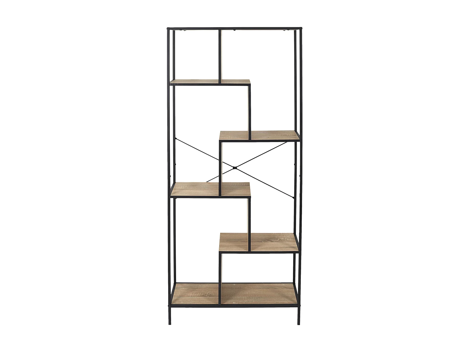 Etagere Edison 80x30x180cm Marron, Noir