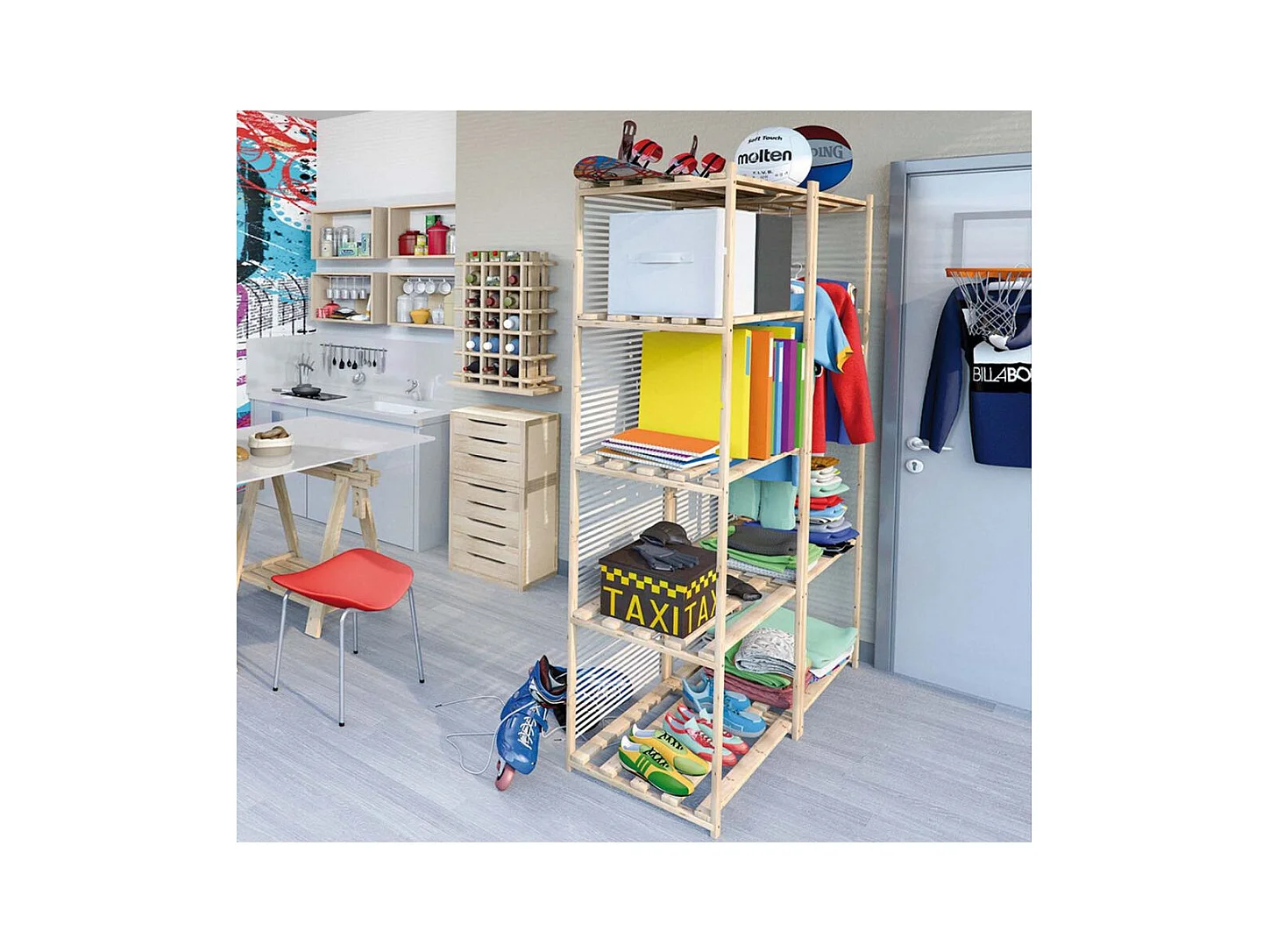 Etagère en kit profondeur 30 cm Natura 5 tablettes