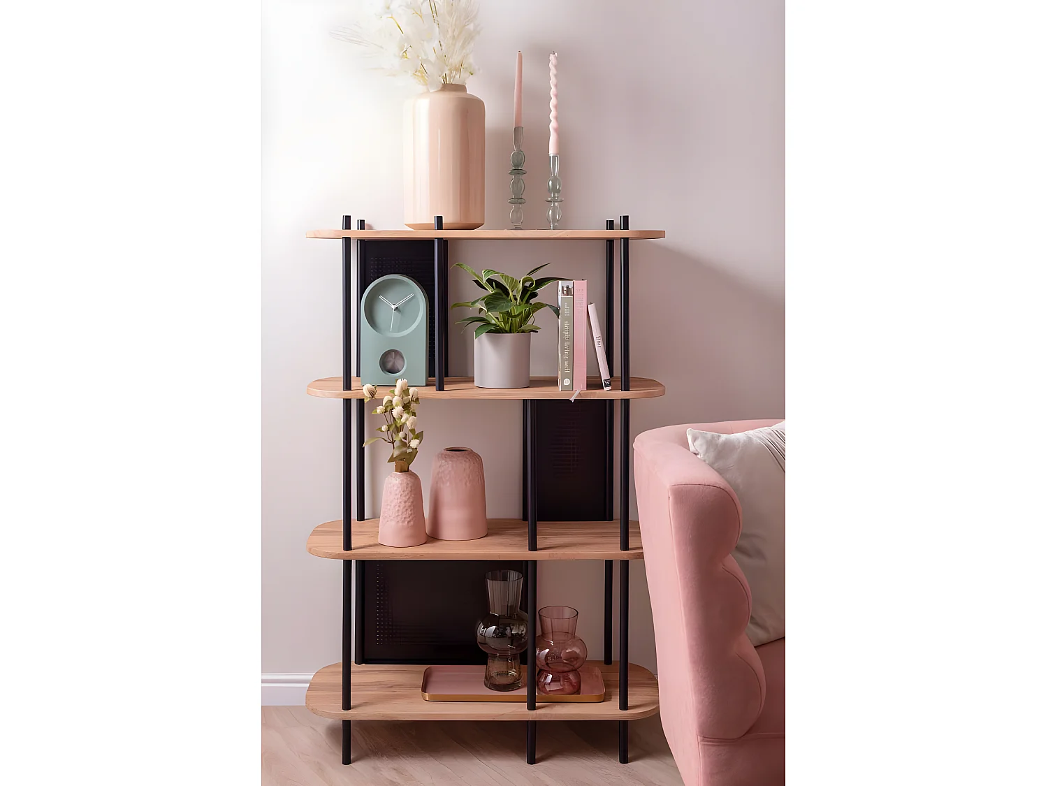 Etagère en métal imitation bois  Cabinet 80 x 30 x 118 cm