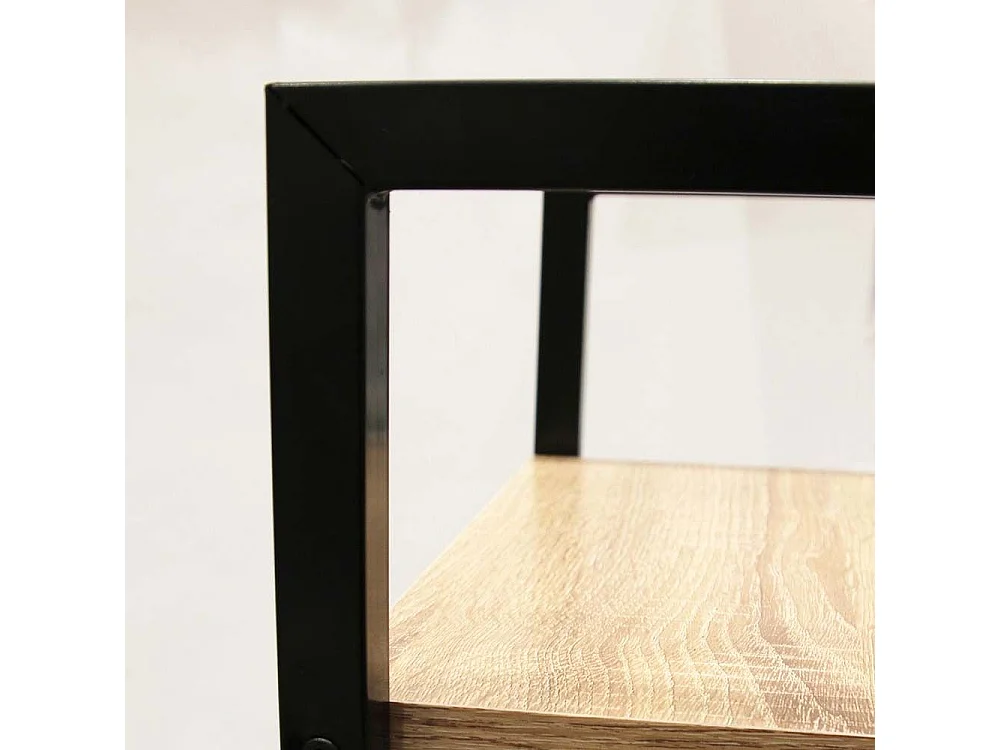 Etagere Bois Et Metal 148x34x32 Beige, Noir