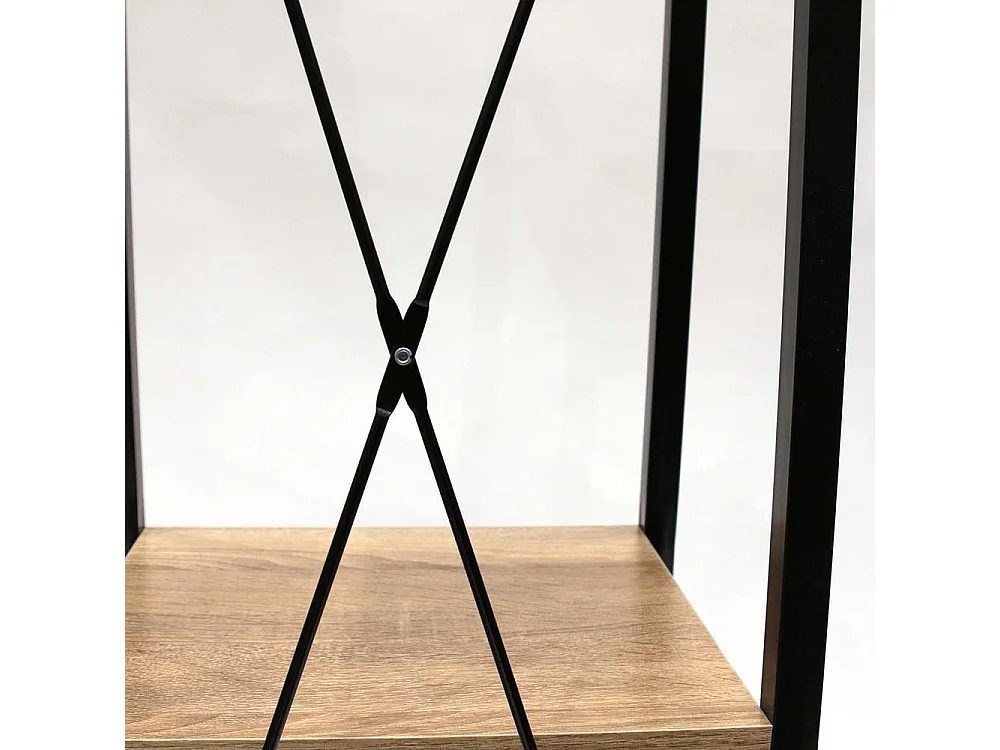 Etagere Bois Et Metal 148x34x32 Beige, Noir