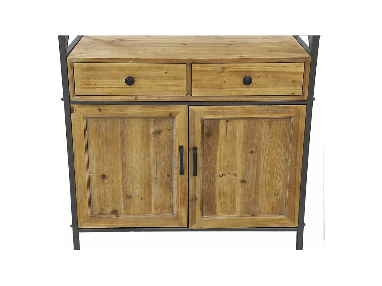 Etagère en pin et métal 2 tiroirs