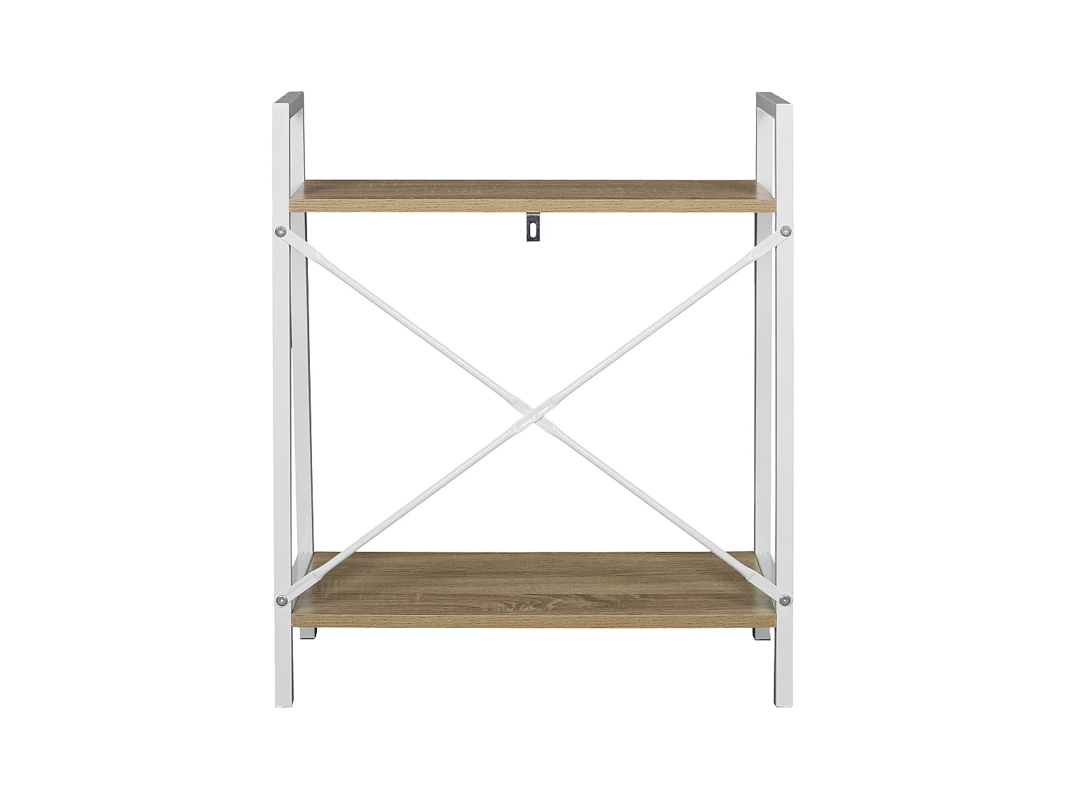 Etagere Bois Et Metal Blanc 70x60x27cm Marron, Blanc